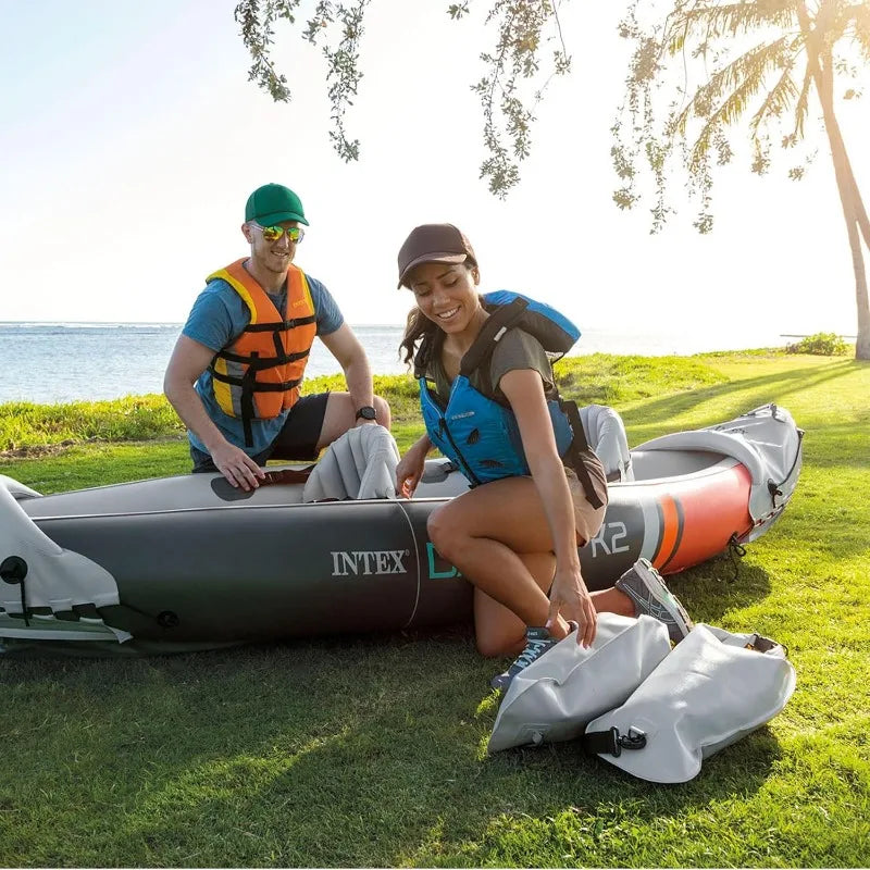 Intex Dakota K2 Inflatable Kayak Set for 2 People with 86 Inch Oars and Pump - A to Z Outdoor Store