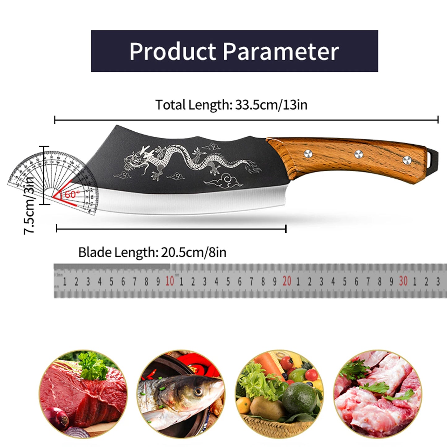 PLYS 8 Inch Kitchen Chopper Sharp Chopping Bones Multi-Purpose Kitchen Knife - A to Z Outdoor Store