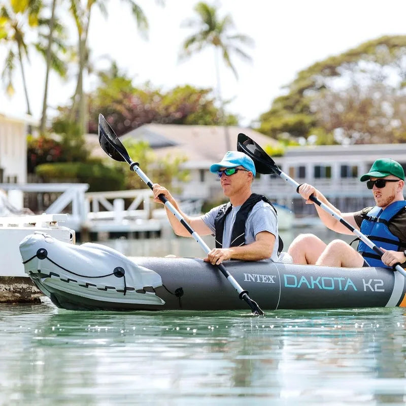 Intex Dakota K2 Inflatable Kayak Set for 2 People with 86 Inch Oars and Pump - A to Z Outdoor Store