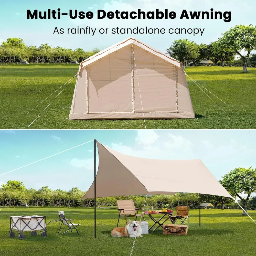 Inflatable Camping Tent with Hand Pump Easy Setup Waterproof Oxford Hot Tent with Stove Jack - A to Z Outdoor Store