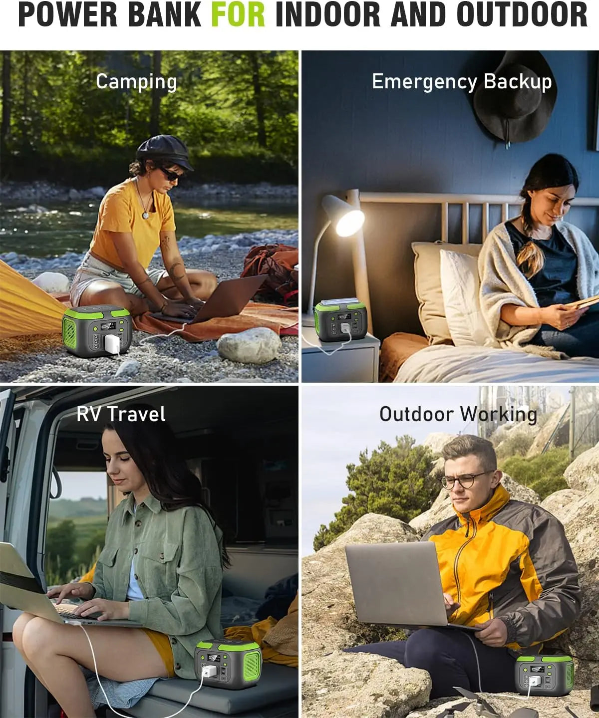 600W 300W 200W Portable Power Station 110V AC Outlets Solar Generator Energy Storage Power Bank for Camping Travel RV Home - A to Z Outdoor Store