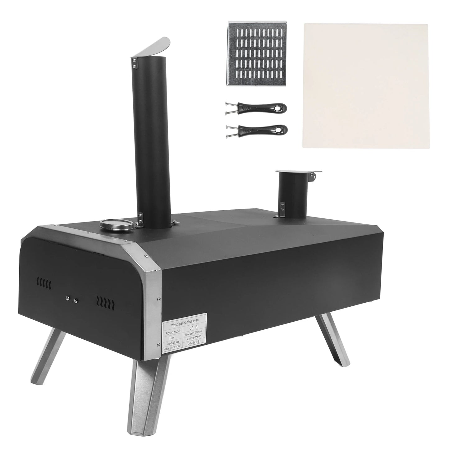 Outdoor Pizza Oven Wood Fired Maker Portable 12 Inch Stainless Steel Stove for Backyard - A to Z Outdoor Store