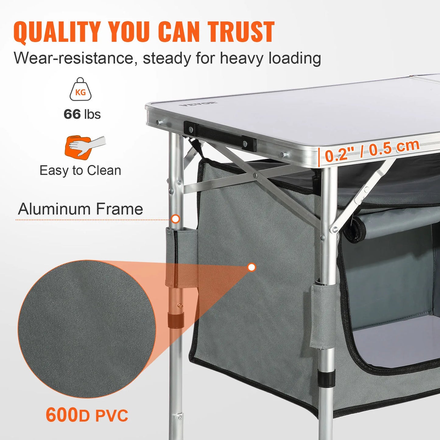 VEVOR Camping Kitchen Table Quick Set-up Folding MDF Camping Table for Outdoor Picnics BBQ RV Traveling - A to Z Outdoor Store