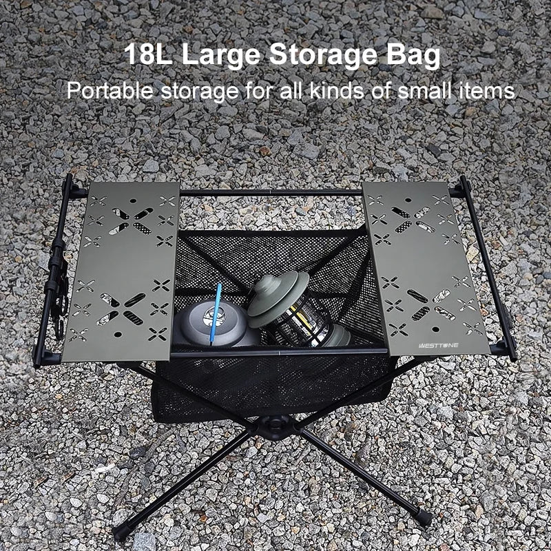 Westtune Folding Camping Table Aluminum Lightweight Portable Table with Storage Mesh Bag for Outdoor Picnic BBQ and Hiking - A to Z Outdoor Store
