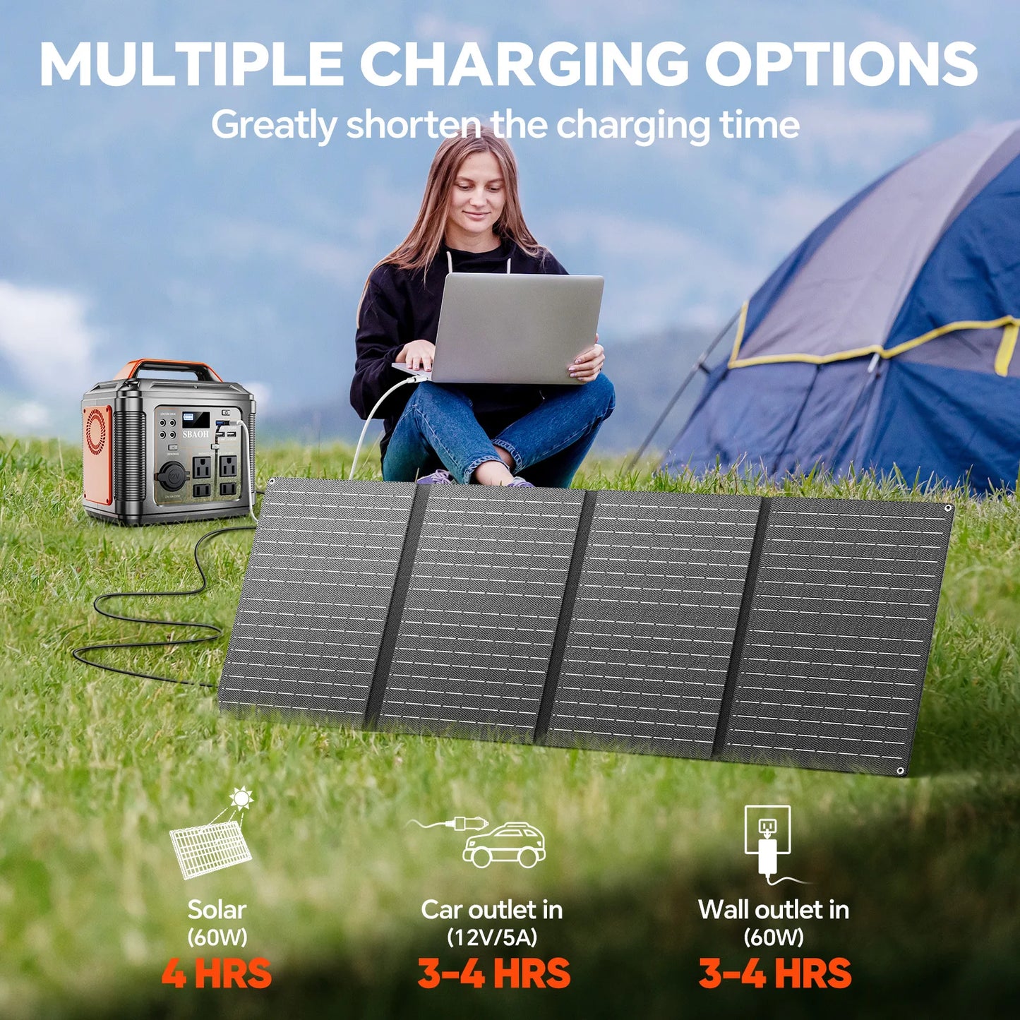 300W Portable Power Station 296Wh Camping Solar Generator with Solar Panel - A to Z Outdoor Store