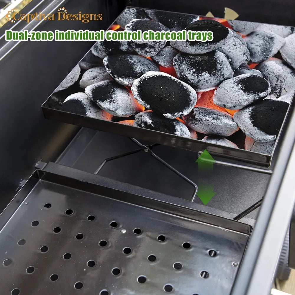 RBXC Charcoal BBQ Grill With Dual Charcoal Trays And Tables - A to Z Outdoor Store