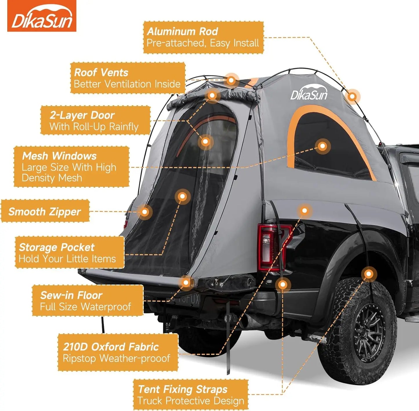 Pickup Truck Bed Tent Double Layer 10 Minute Quick Setup Tear Resistant Truck Tent - A to Z Outdoor Store