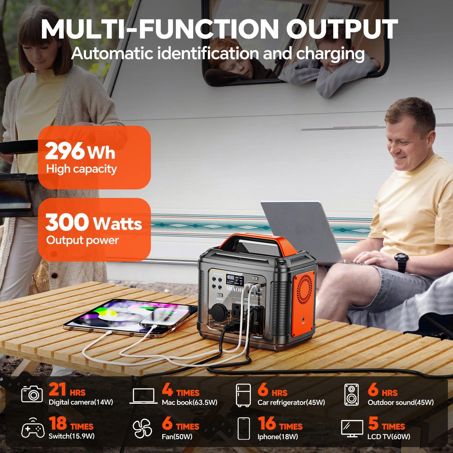 300W Portable Power Station 296Wh Camping Solar Generator with Solar Panel - A to Z Outdoor Store