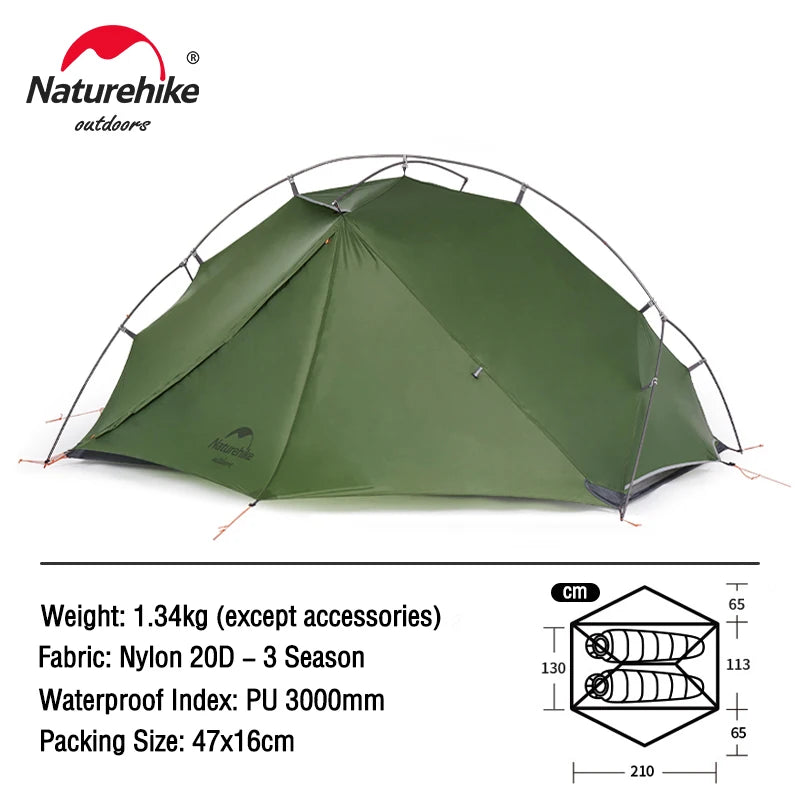 Naturehike VIK Ultralight Camping Tent for 1 Person and 2 Person Waterproof Portable Travel Tent - A to Z Outdoor Store