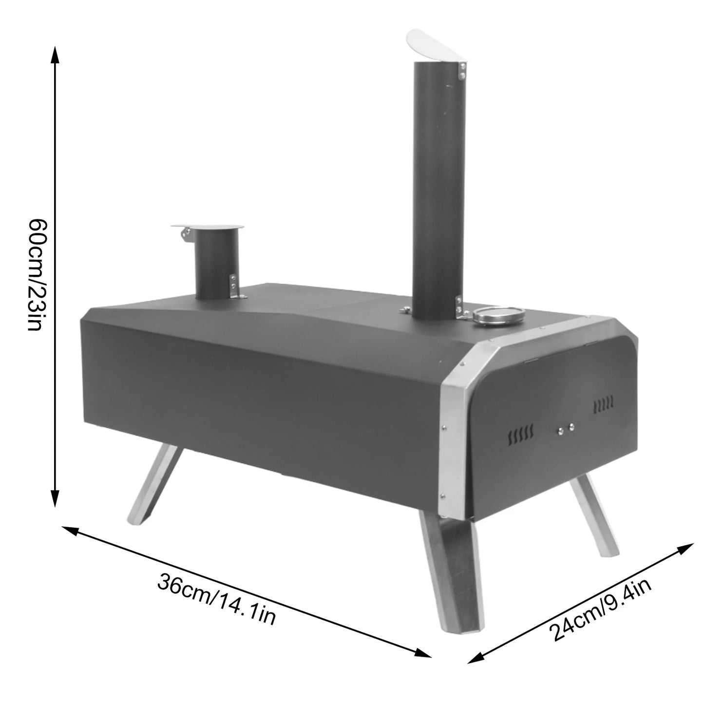 Outdoor Pizza Oven Wood Fired Maker Portable 12 Inch Stainless Steel Stove for Backyard - A to Z Outdoor Store