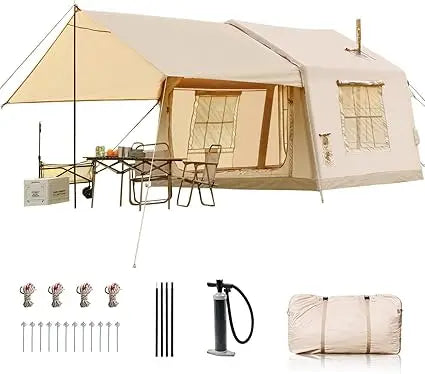 Inflatable Camping Tent with Hand Pump Easy Setup Waterproof Oxford Hot Tent with Stove Jack - A to Z Outdoor Store