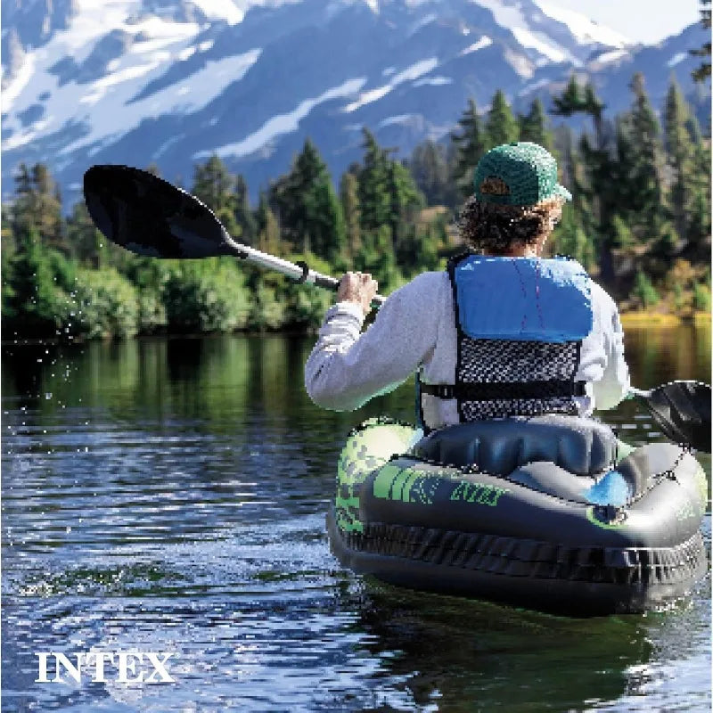 Intex Challenger Inflatable Kayak Series with Deluxe 86 Inch Paddles and High Output Pump Super Strong PVC - A to Z Outdoor Store