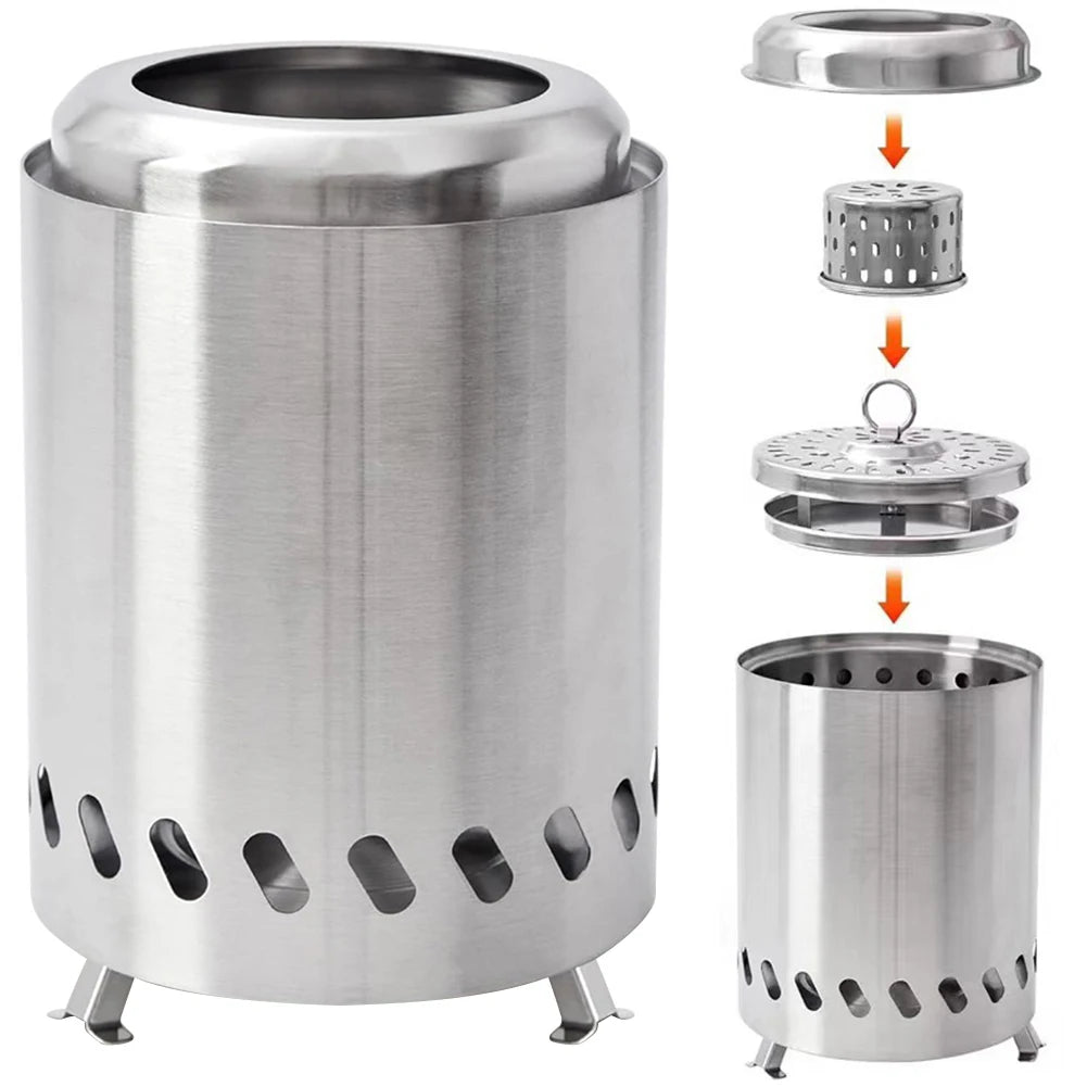VKTECH Mini Tabletop Fire Pit Portable Stainless Steel Stove - A to Z Outdoor Store