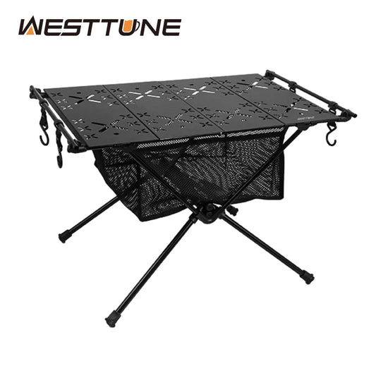Westtune Folding Camping Table Aluminum Lightweight Portable Table with Storage Mesh Bag for Outdoor Picnic BBQ and Hiking - A to Z Outdoor Store