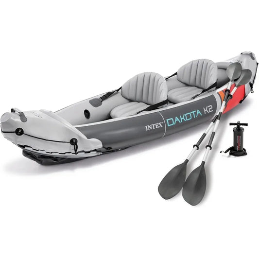 Intex Dakota K2 Inflatable Kayak Set for 2 People with 86 Inch Oars and Pump - A to Z Outdoor Store