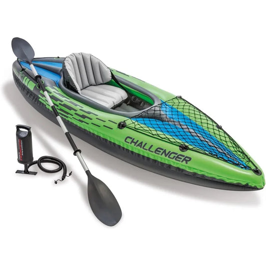 Intex Challenger Inflatable Kayak Series with Deluxe 86 Inch Paddles and High Output Pump Super Strong PVC - A to Z Outdoor Store
