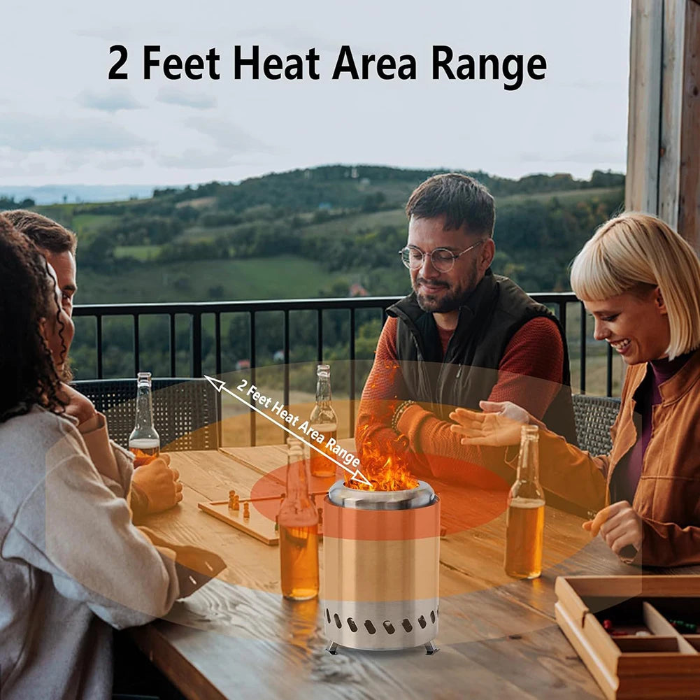 VKTECH Mini Tabletop Fire Pit Portable Stainless Steel Stove - A to Z Outdoor Store