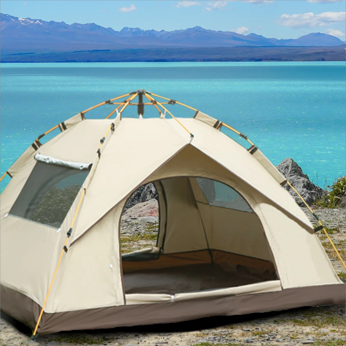 Outdoor Shelter Sunshade Self-driving Travel Camping Tent Reactive Outdoor Camping Tent with Two Doors and Two Windows - A to Z Outdoor Store