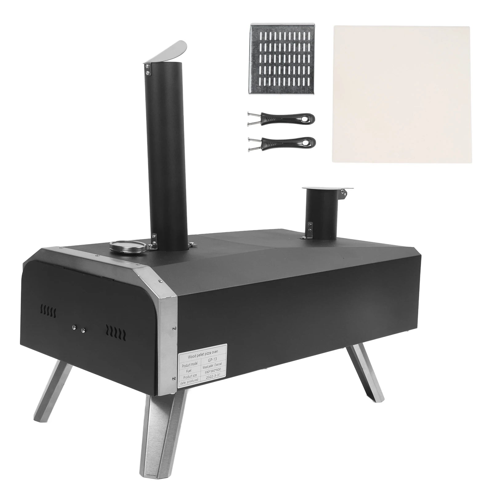 Outdoor Pizza Oven Wood Fired Maker Portable 12 Inch Stainless Steel Stove for Backyard - A to Z Outdoor Store