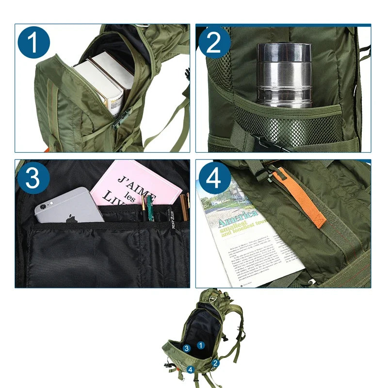 Travel Hiking Backpack Lightweight Waterproof Daypack for Men Unisex Camping Trekking Outdoor Sports - A to Z Outdoor Store