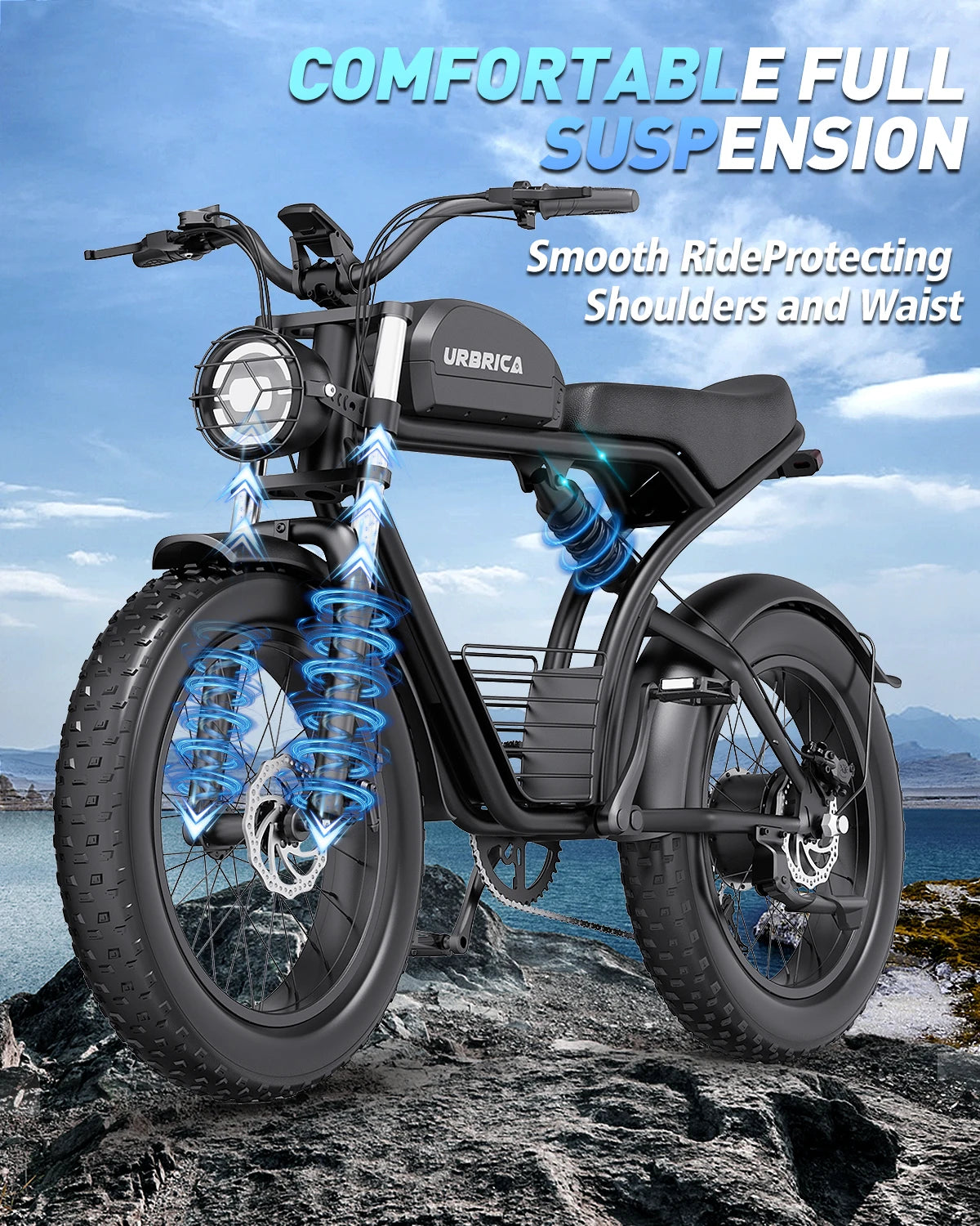 Electric Bike for Adults 3000W 1500W 32MPH 48V 23AH Max 75 Miles Electric Motorcycle 20 Inch Fat Tire Dirt Bike Shimano 7 Speed EBike - A to Z Outdoor Store