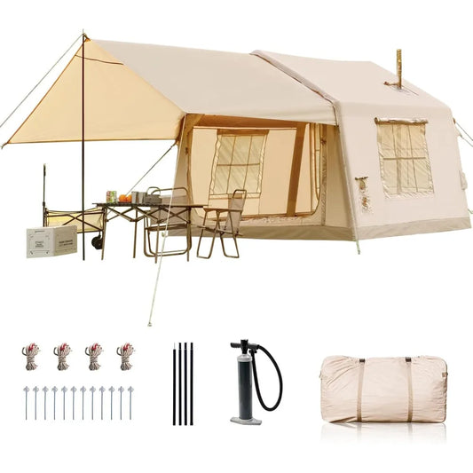 Inflatable Camping Tent with Hand Pump Easy Setup Waterproof Oxford Hot Tent with Stove Jack - A to Z Outdoor Store