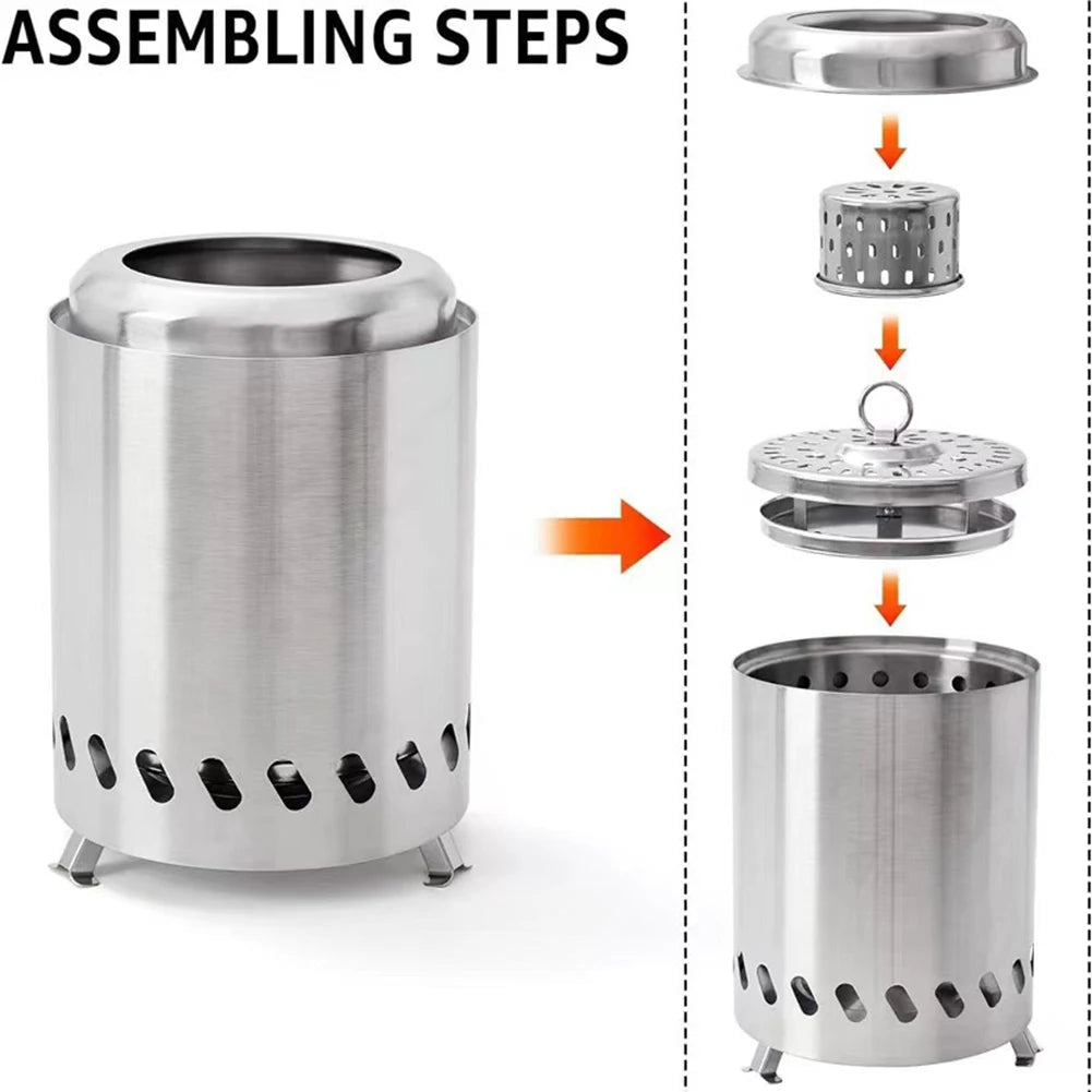 VKTECH Mini Tabletop Fire Pit Portable Stainless Steel Stove - A to Z Outdoor Store