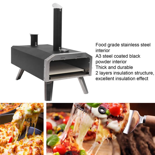 Outdoor Pizza Oven Wood Fired Maker Portable 12 Inch Stainless Steel Stove for Backyard - A to Z Outdoor Store