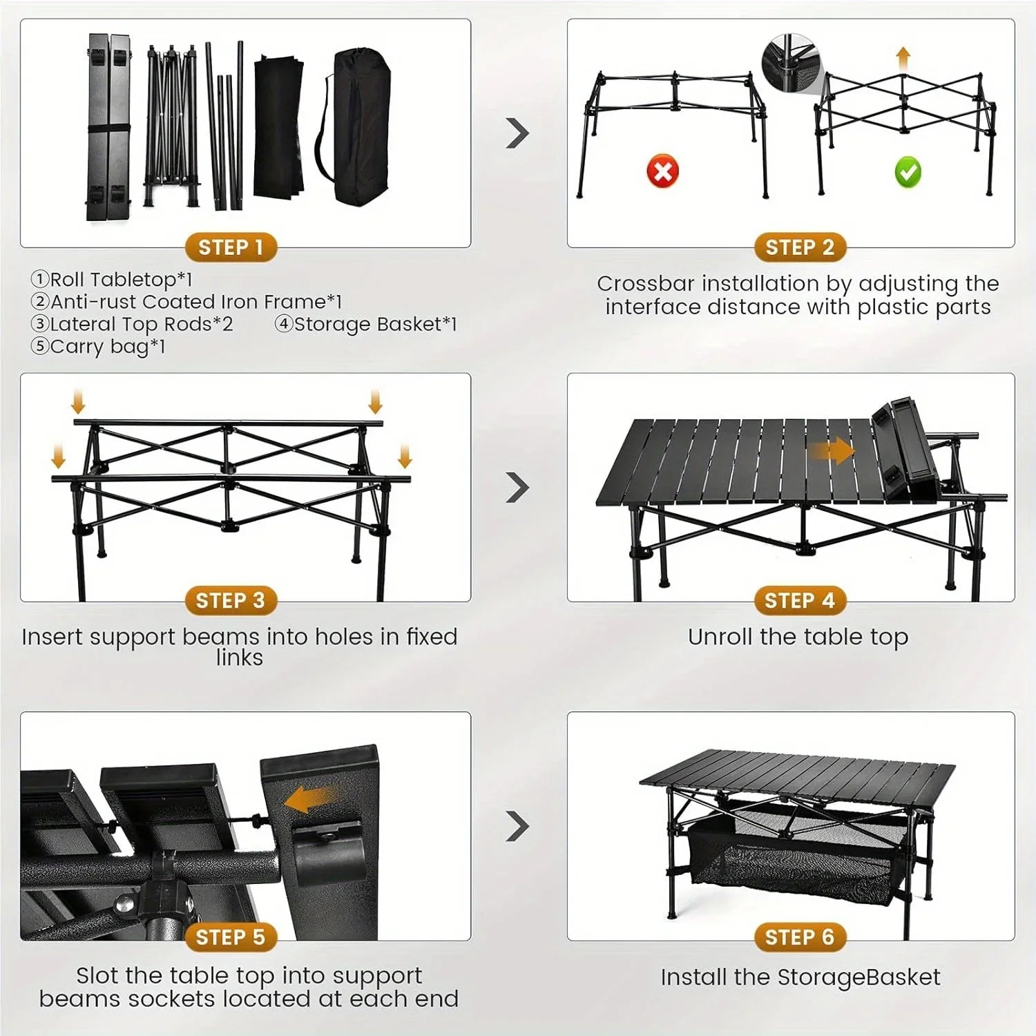 1PC Camping Table That Fold Up Lightweight Aluminum Roll Up Table with Easy Carrying Bag for Indoor Outdoor Backyard BBQ - A to Z Outdoor Store