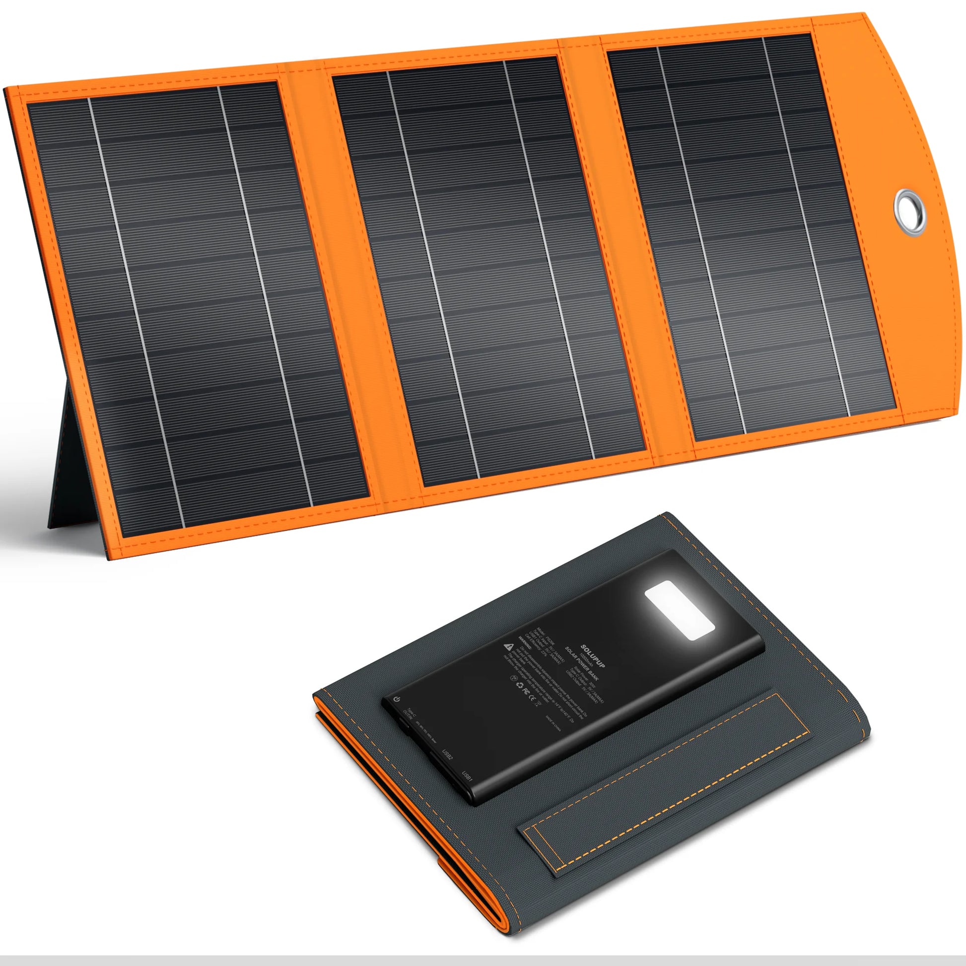 30W 10W Solar Panel with 10000mAh Power Bank Portable Solar Charger for Outdoor Camping Hiking Phones Emergency Devices - A to Z Outdoor Store