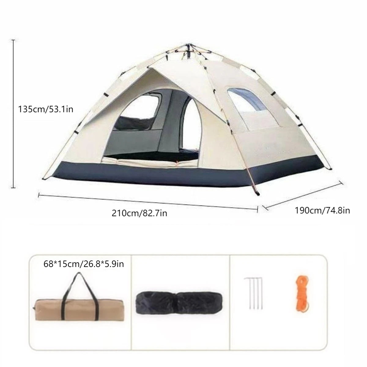 Outdoor Shelter Sunshade Self-driving Travel Camping Tent Reactive Outdoor Camping Tent with Two Doors and Two Windows - A to Z Outdoor Store
