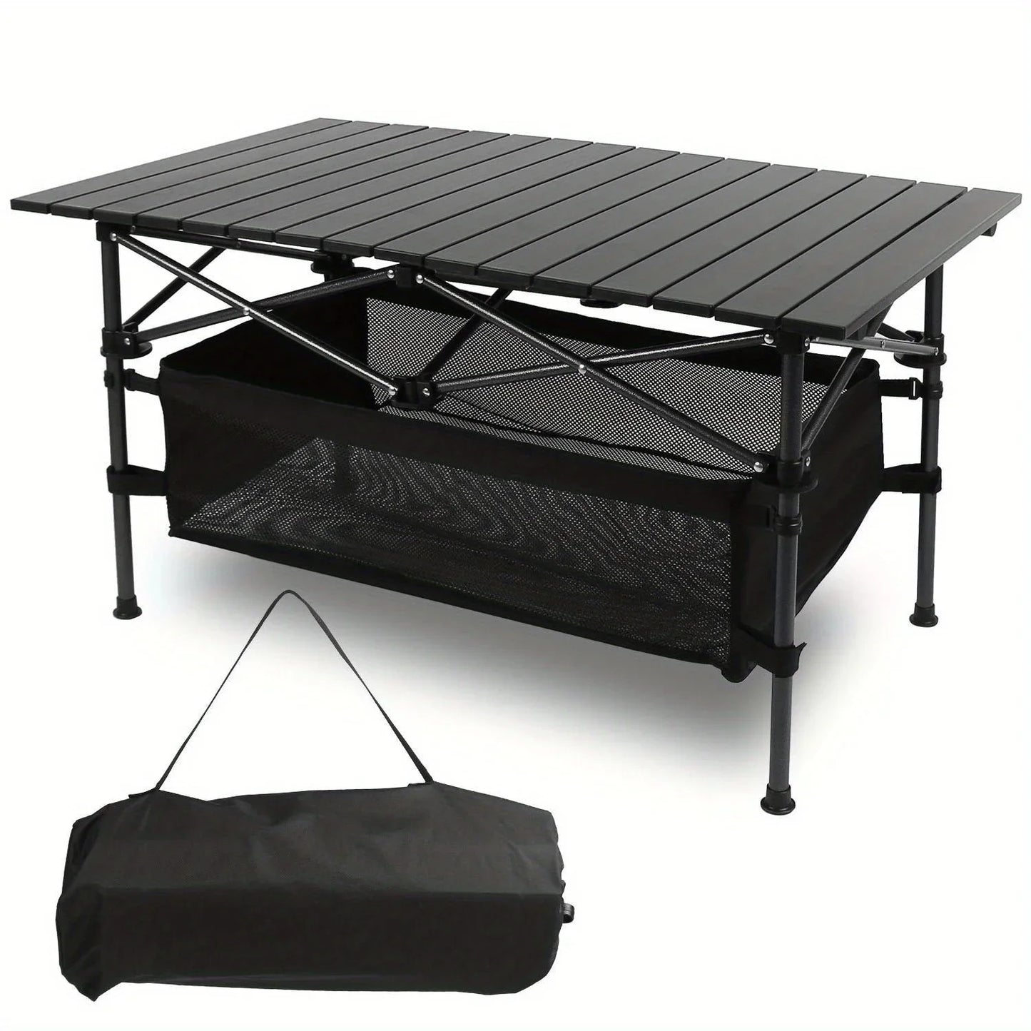 1PC Camping Table That Fold Up Lightweight Aluminum Roll Up Table with Easy Carrying Bag for Indoor Outdoor Backyard BBQ - A to Z Outdoor Store