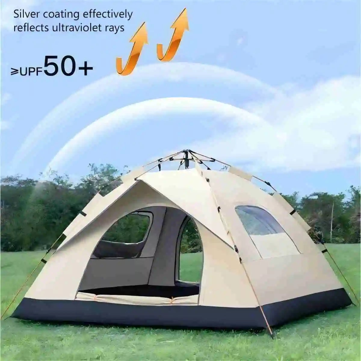 Outdoor Shelter Sunshade Self-driving Travel Camping Tent Reactive Outdoor Camping Tent with Two Doors and Two Windows - A to Z Outdoor Store