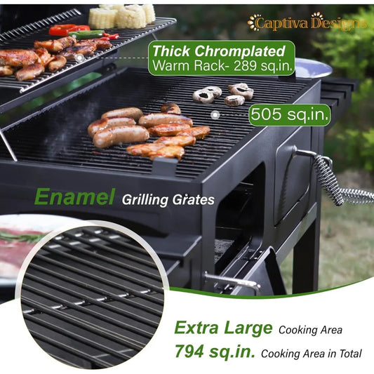RBXC Charcoal BBQ Grill With Dual Charcoal Trays And Tables - A to Z Outdoor Store
