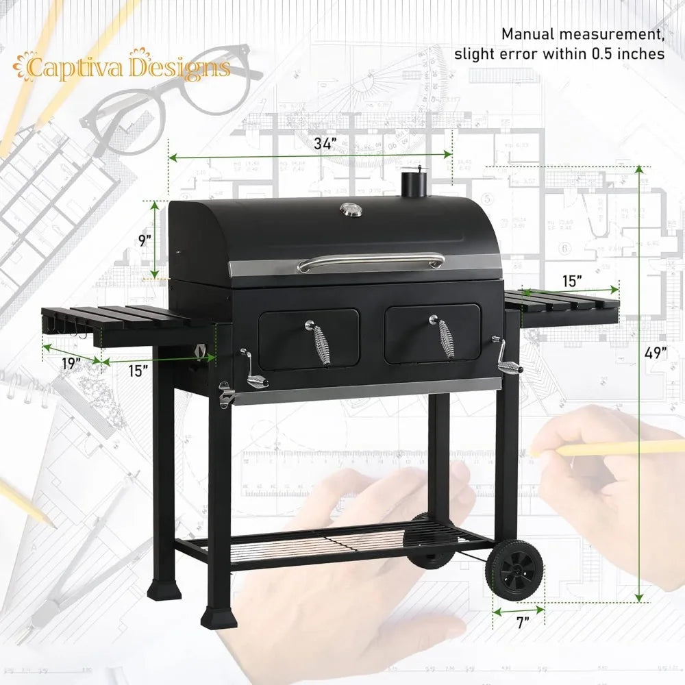 RBXC Charcoal BBQ Grill With Dual Charcoal Trays And Tables - A to Z Outdoor Store